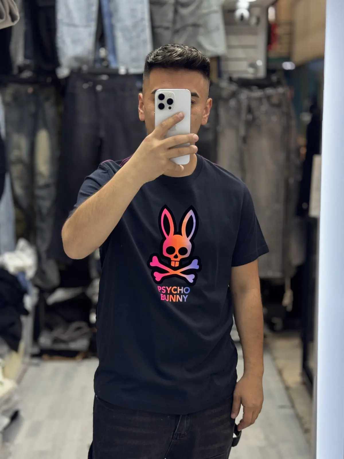 Polera Psycho azul rosa