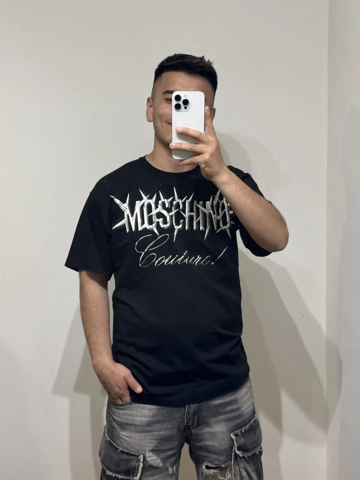 Polera Moschino couture plateada