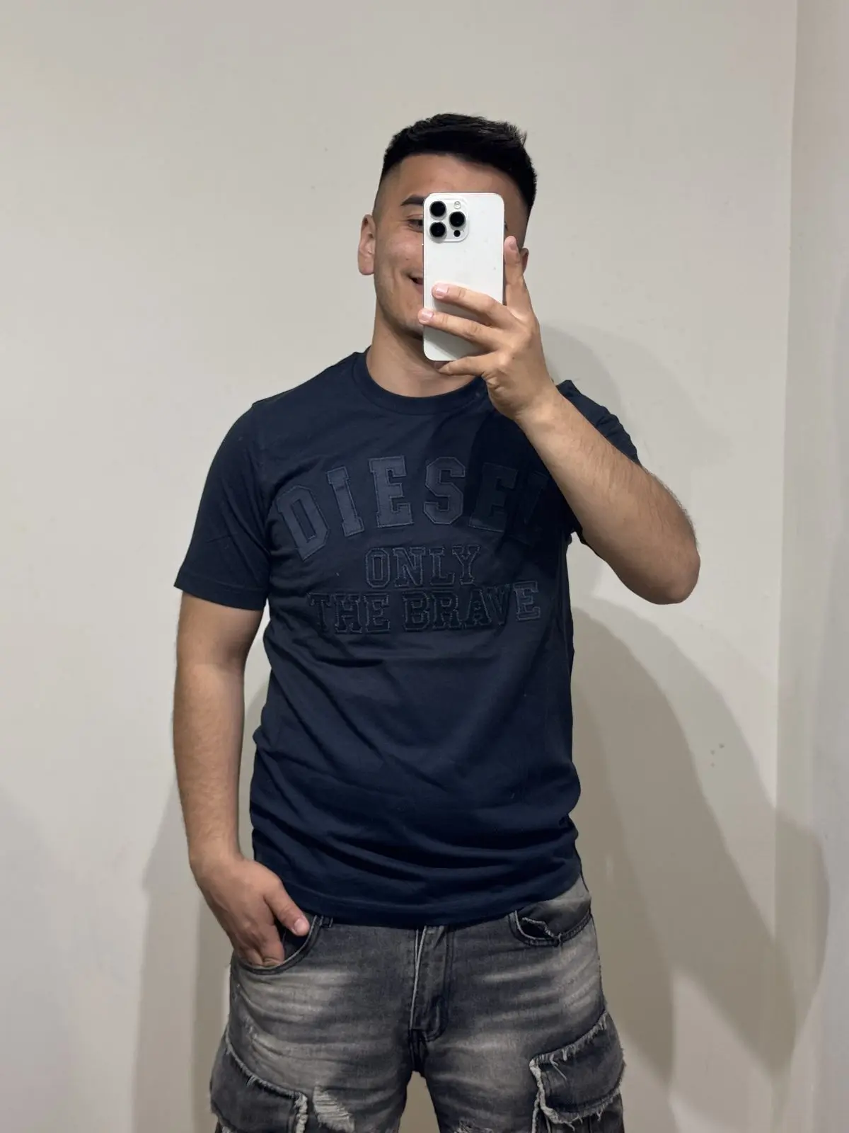 Polera Diesel logo bordado clase azul