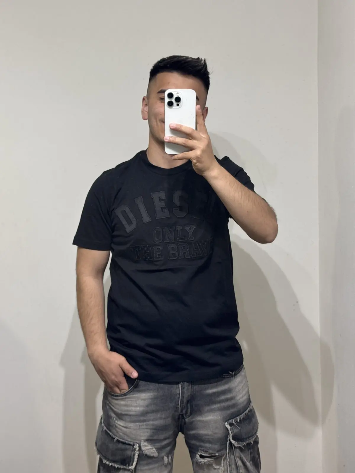 Polera Diesel logo bordado clase negra