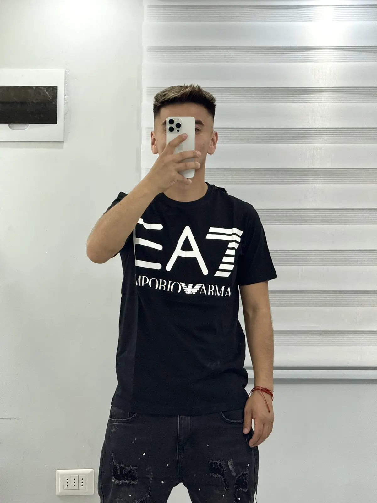 Polera EA7 Negra Logo Grande