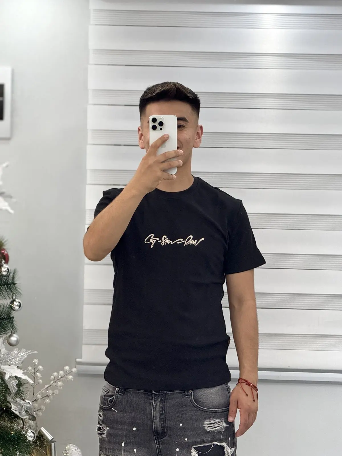 Polera G-Star RAW Negra Logo Cursivo