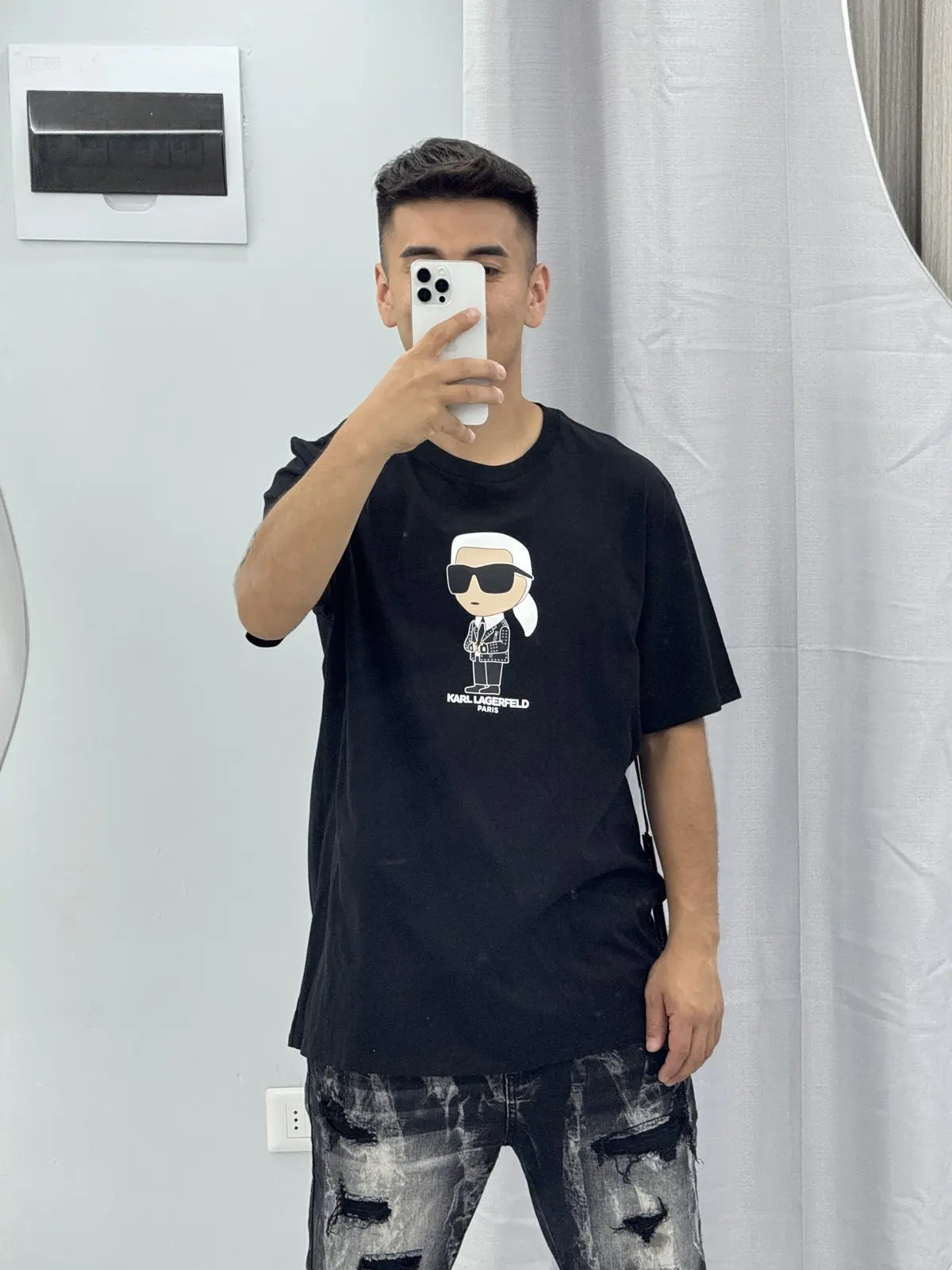 Polera Karl Lagerfeld Negra Logo Grande