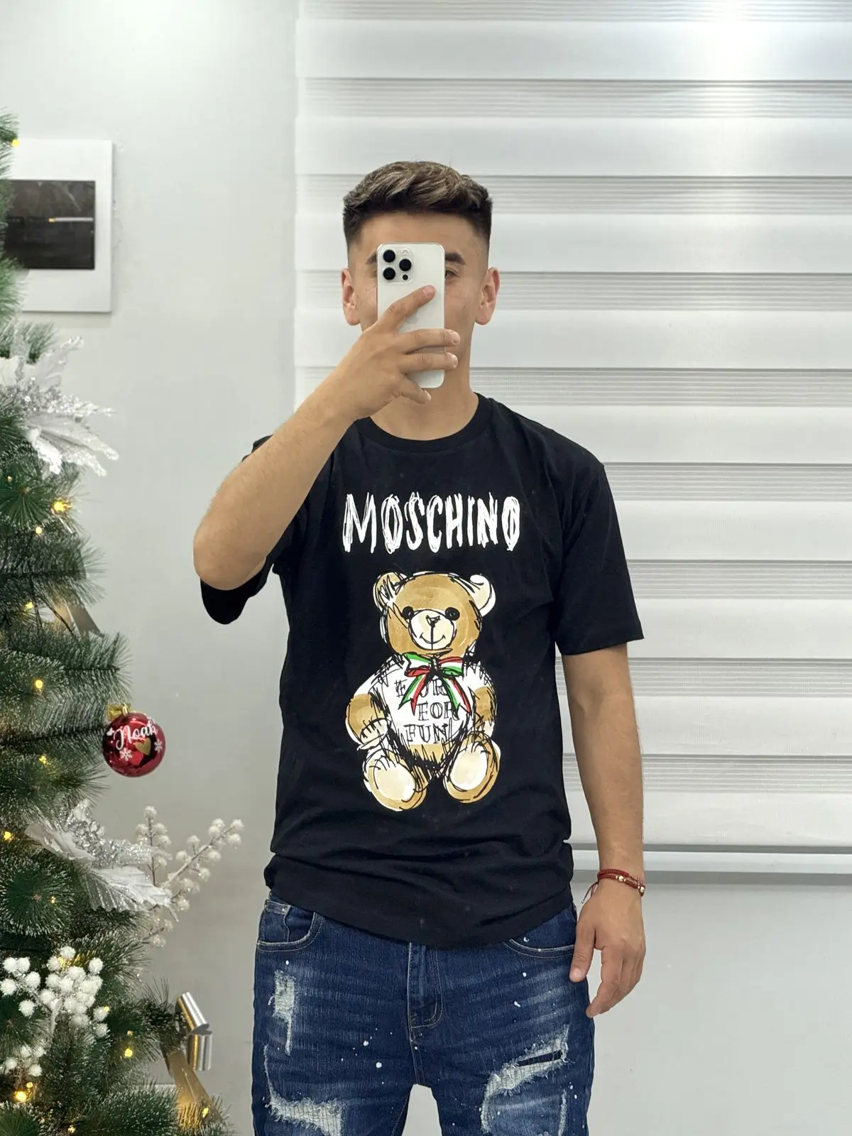 Polera Moschino Negra Oso Grande