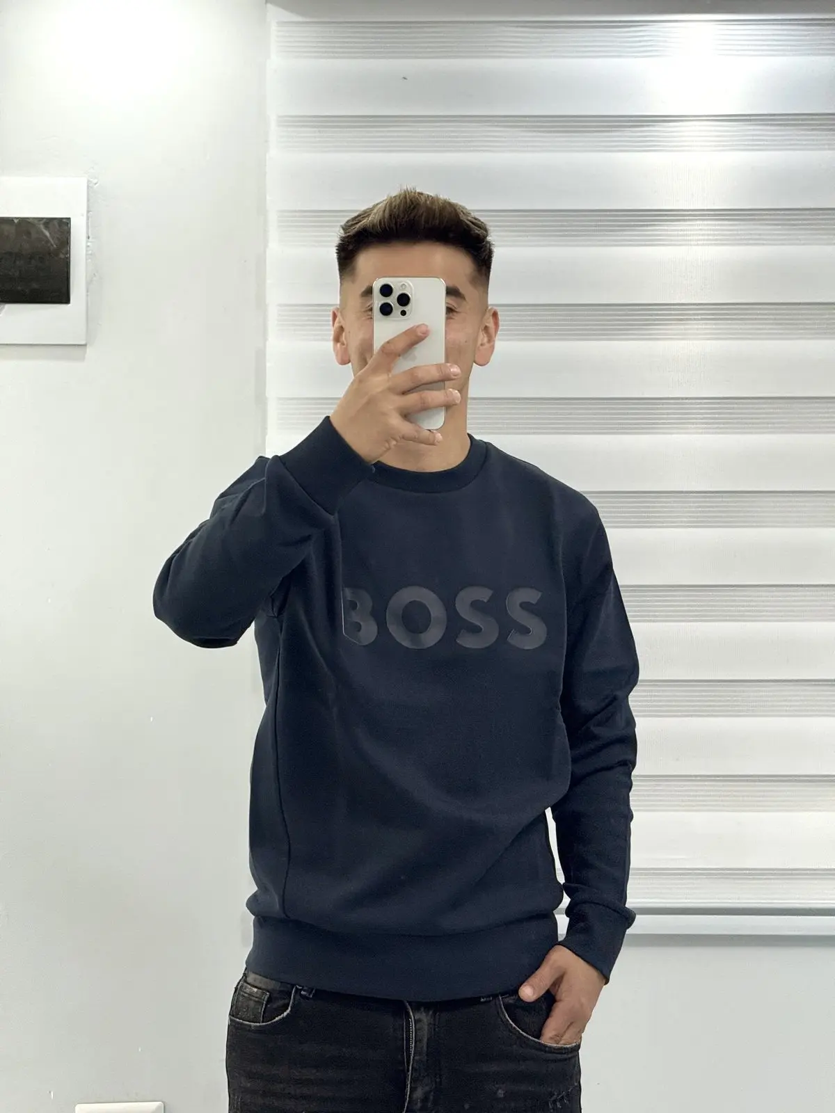 Polerón BOSS Azul Logo Azul