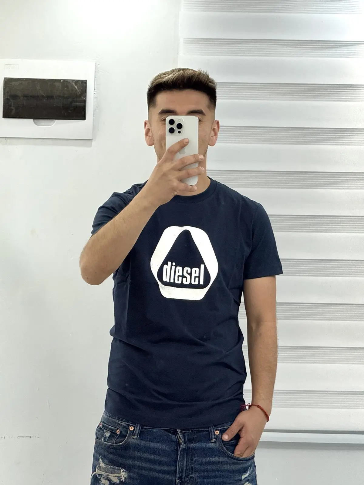 Polera Diesel Azul Logo Triangular