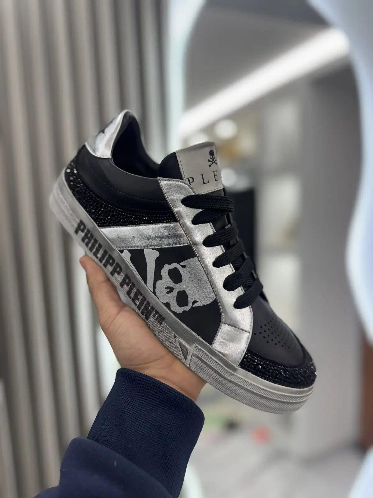 Zapatillas Philipp Plein Plateadas con Brillo