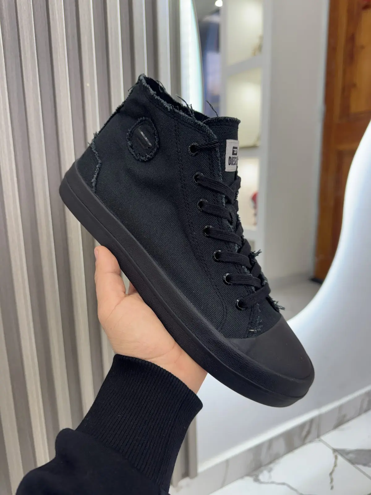 Zapatillas Diesel Negras Caña Alta Denim