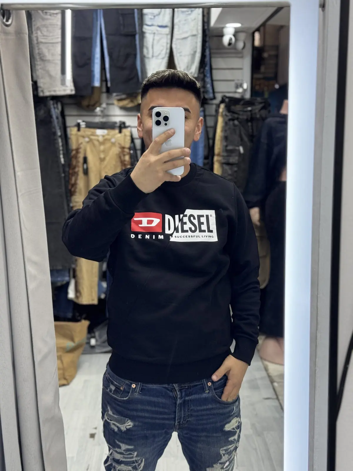 Polerón Diesel Negro Denim