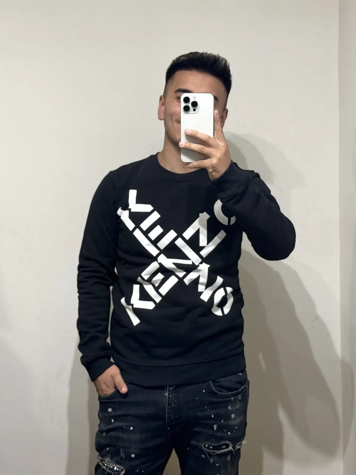 Poleron Kenzo Logo Cruzado negro