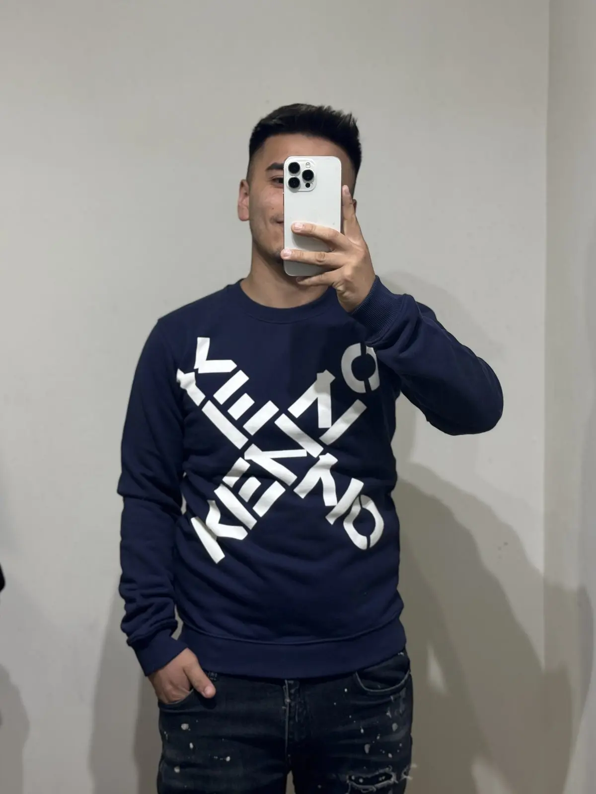Poleron Kenzo Logo Cruzado Azul